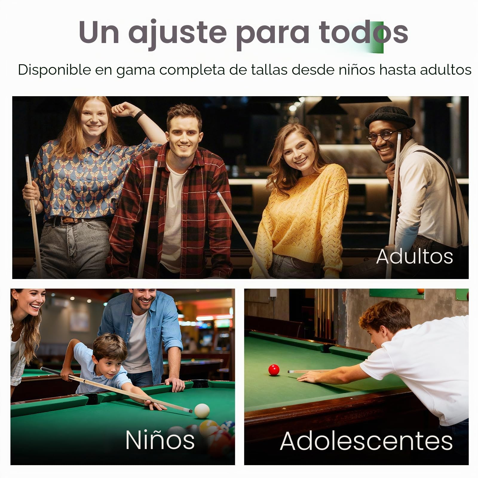 Juego de 2 Palos de Billar de 20 onzas para Adultos de 36, 42, 48 y 58 Pulgadas, Juego de 2 o 4 Palos de Billar con Punta de Cuero de 13 mm para niños o Principiantes, 2 Piezas, 14/16/18, 20