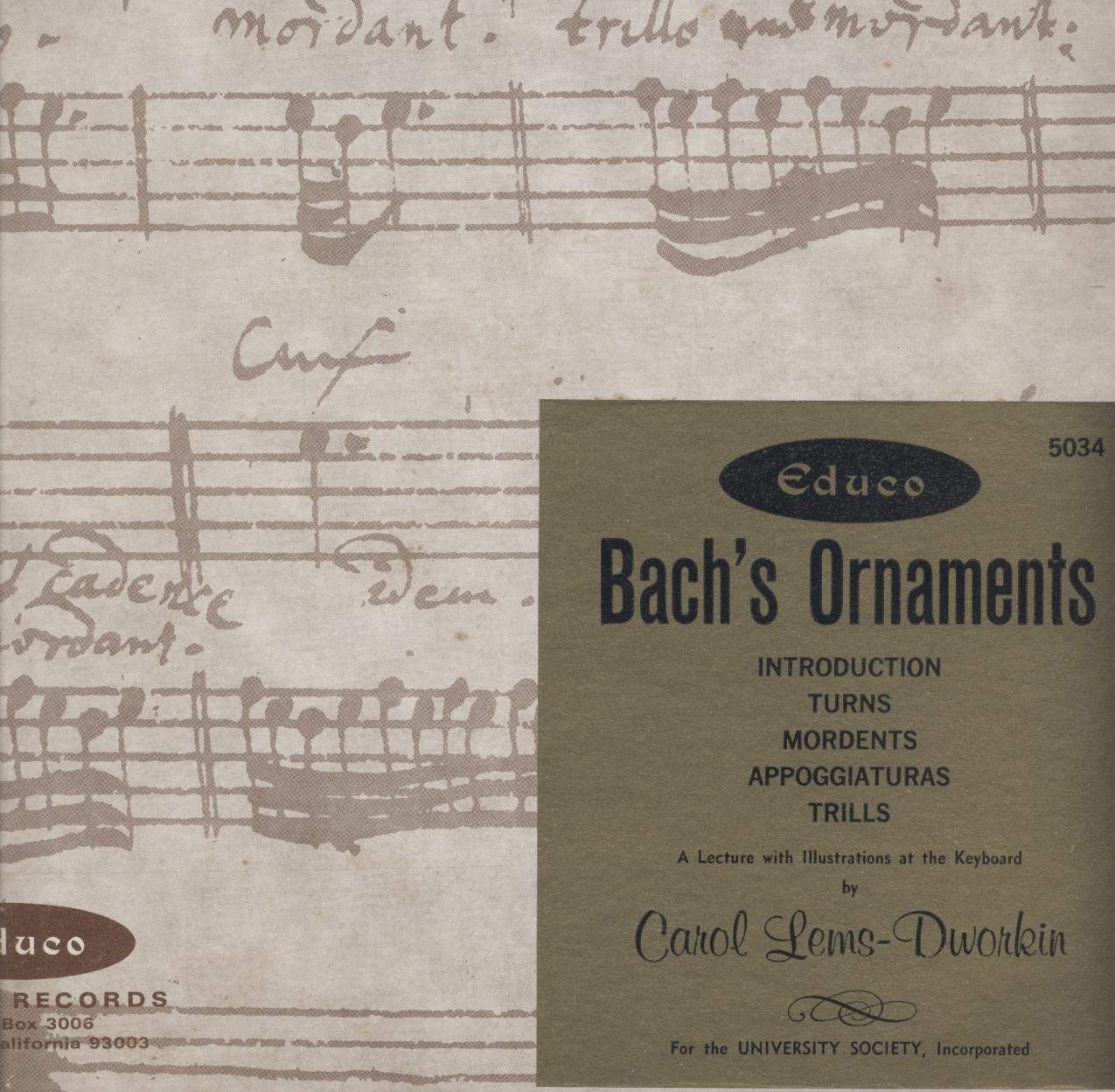 Bach's Ornaments A Lecture With Illustrations At The Keyboard Music