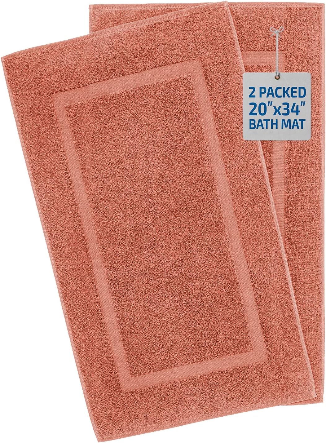 2 Washcloths, 2 Hand Towels, 2 Bath Towels, Soft & Absorbent 600 GSM Premium Hotel & Spa Quality 6 Piece Genuine Turkish Cotton Bathroom Towel Set, Aqua Blue (Towel Bath Mat Set, Coral)