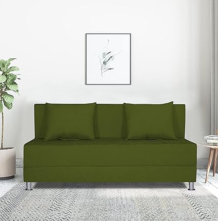 Adorn India Easy Alyn Plus Decent 3 Seater Wood Sofa Cum Bed (5X6) (Green)
