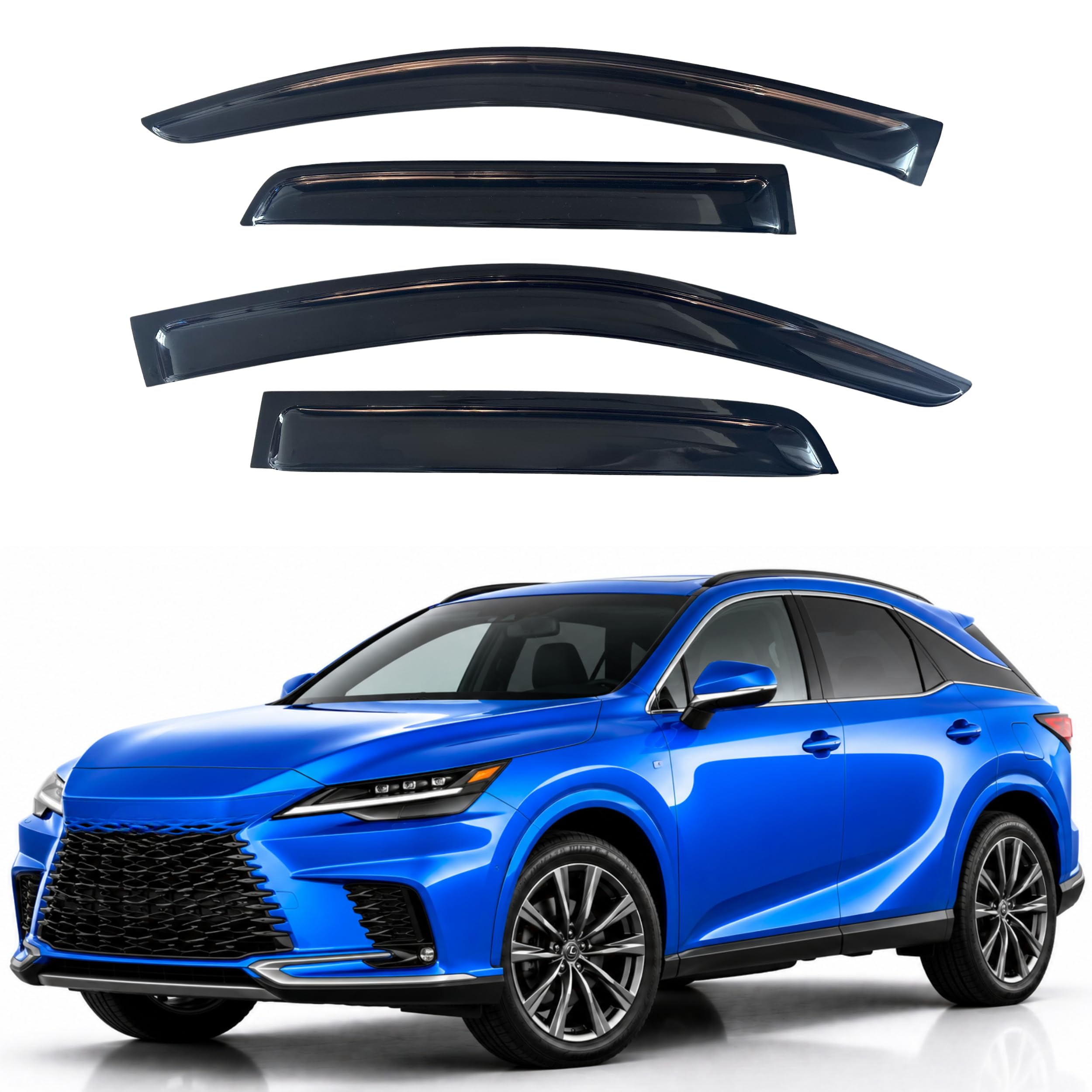 IG Window Visors Fit for 2023-2026 Lexus RX350 RX350h RX500h, Out-Channel Rain Guards Vent Wind Deflectors 4PC, Car Accessories for 23-26 Lexus RX Series