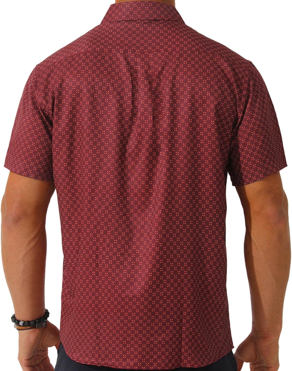 fohemr Mens Printed Dress Shirt Untucked Button Down Short Sleeve Shirt image 3