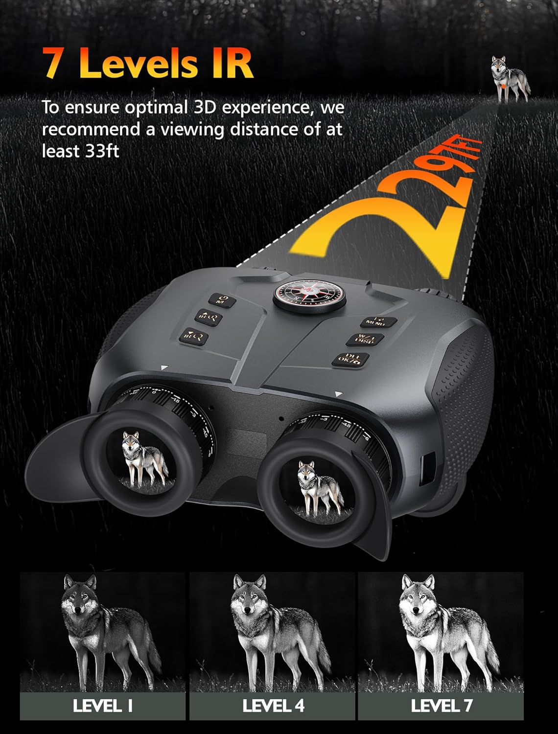 3D VR Night Vision Goggles - Infrared Night Vision Binoculars for Adults & Kids with 2297FT View Range, Compass, 5000mAh Battery, Diopter Adjustment, 6X Digital Zoom for Camping, Hiking, Concert