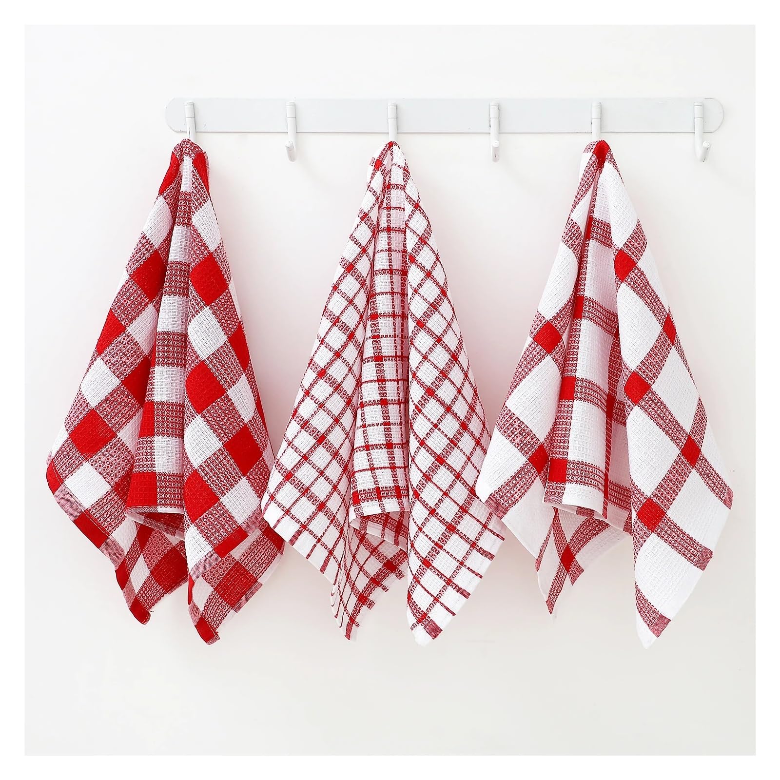 kitchen towels Strofinacci scozzesi con trama a nido d'ape | Strofinacci da cucina assorbenti Strofinaccio in cotone for asciugare e lavare i piatti(6Pcs)