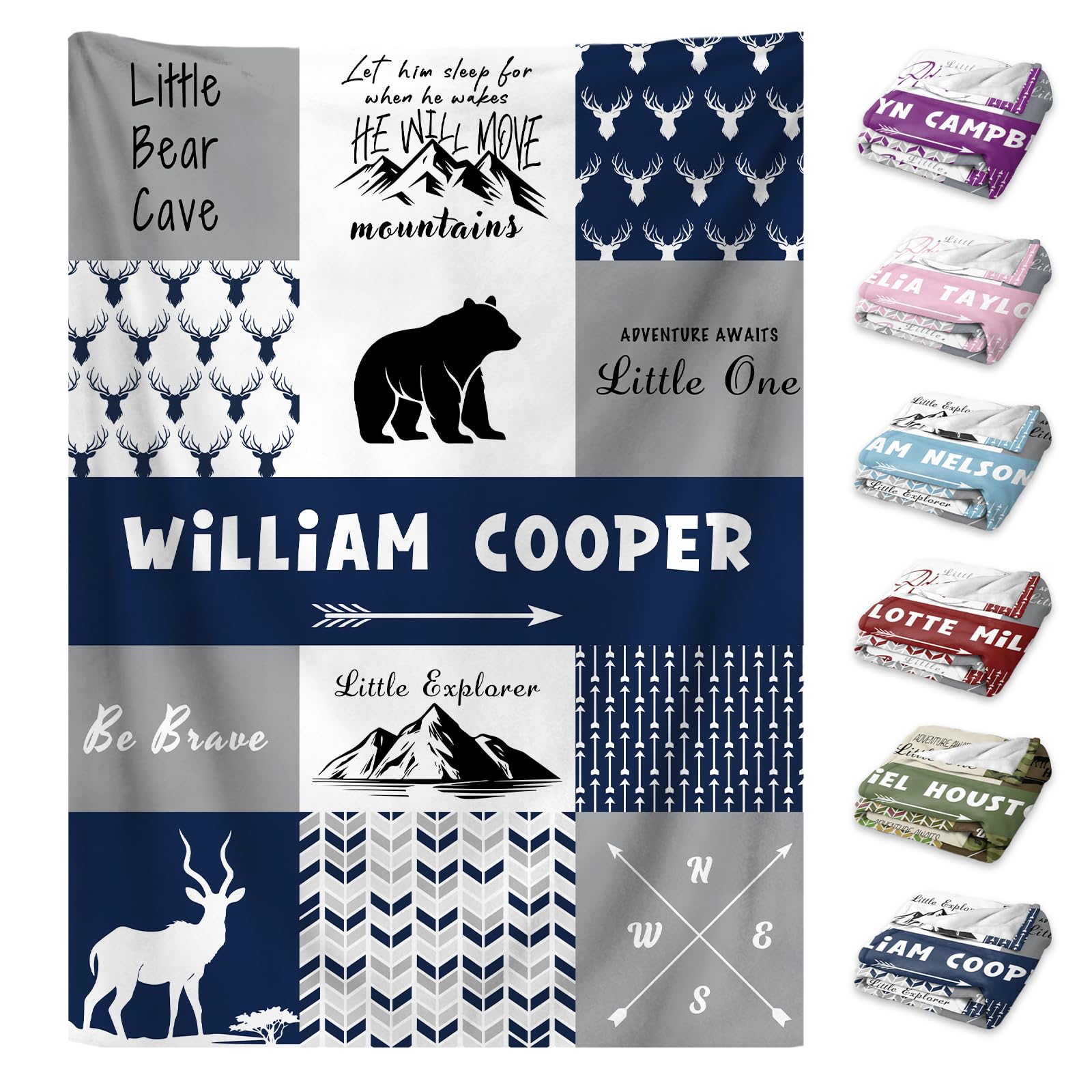 WNNNS Personalized Baby Blankets for Boys Girls Custom Baby Blanket with Name for Toddlers Kids Fleece Bed Throw Blanket Swaddle for Newborn Customized Baby Gifts for Birthday