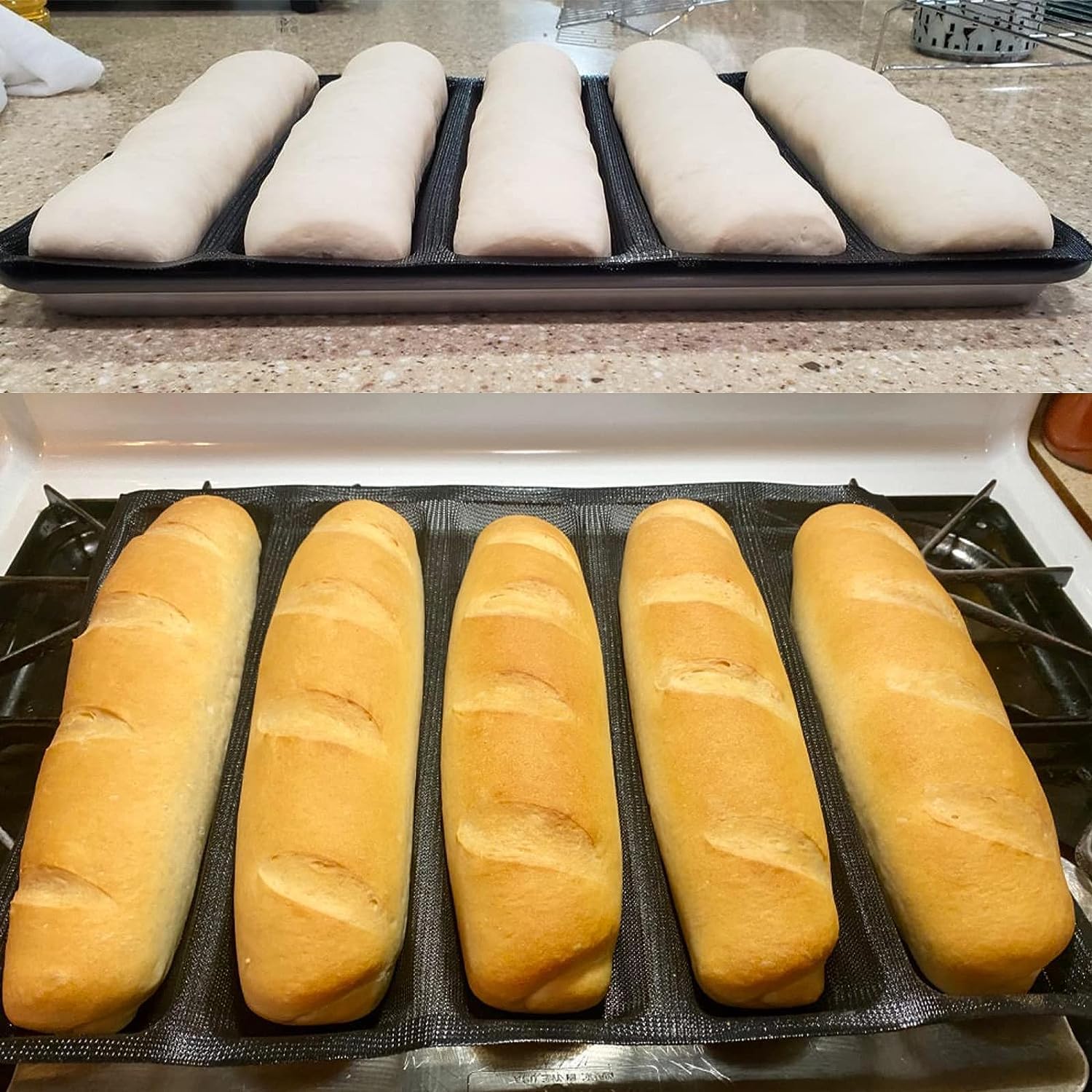 GOTOTOP Silicone Bread Silicone Oblong Shape Bread Pan French Bakeware Tray 17.32 x 12.99in