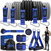 WALITO Resistance Bands Set with Handles, Door Anchor, Ankle Straps - Up to 150lbs for Home Workouts, Strength Training, Yoga, PT