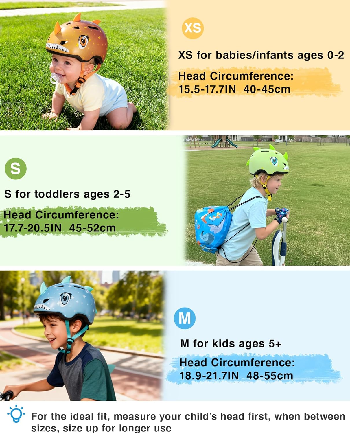 Toddler Helmet, Kids Bike Helmet, Adjustable 3 Sizes for Infant Baby Ages 0-2 2-5 5-8 with Unicorn, Dinosaur, Shark Designs,Boys Girls Bike Helmet for Multi-Sport - Image 4