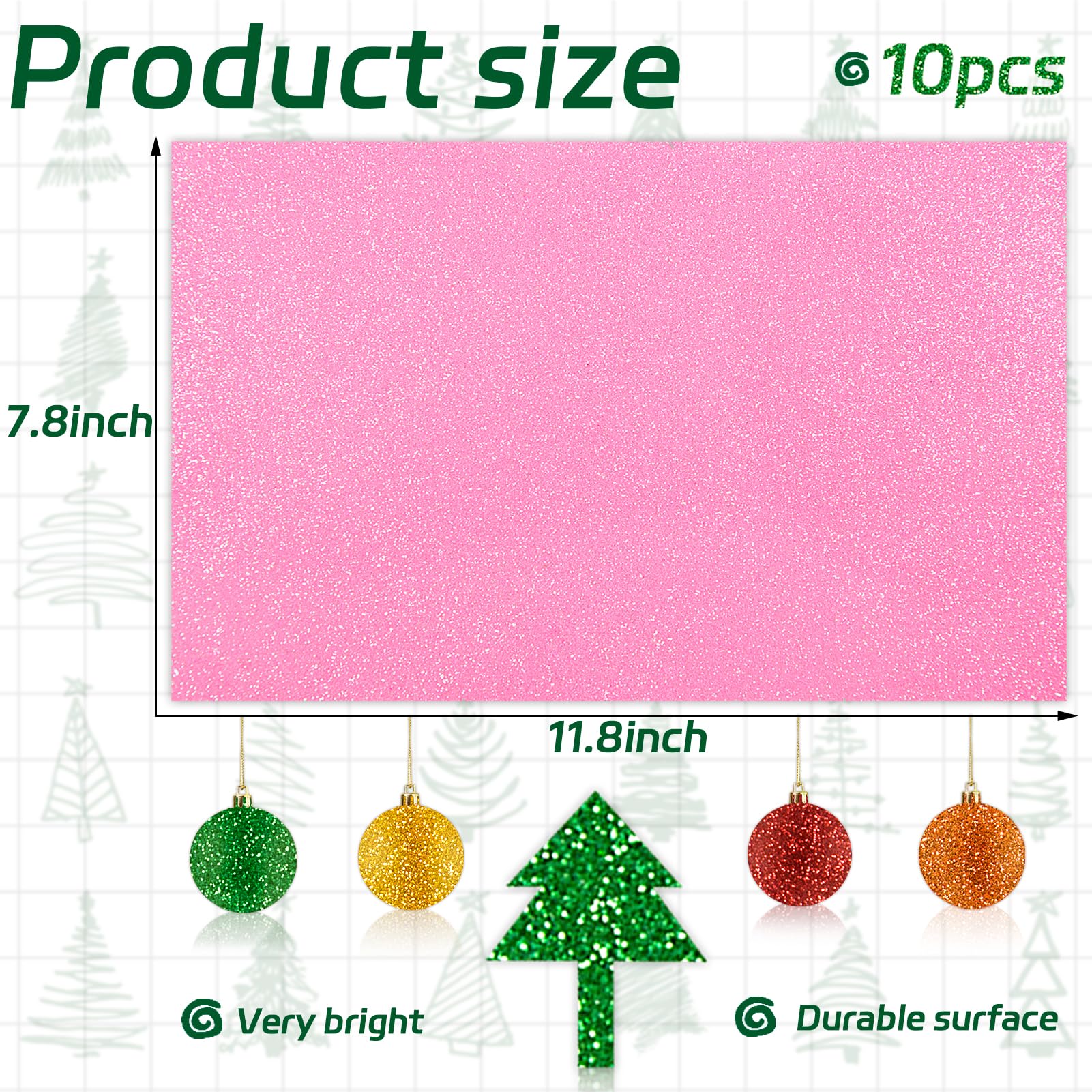 10 Pcs Glitter Foam Sheets,7.8 x 11.8 inch Craft Foam Foam Sheets Paper for Crafts,Thin Foam Sheets Foam Paper for Crafts DIY Arts Projects Cosplay Party Decoration(Pink)