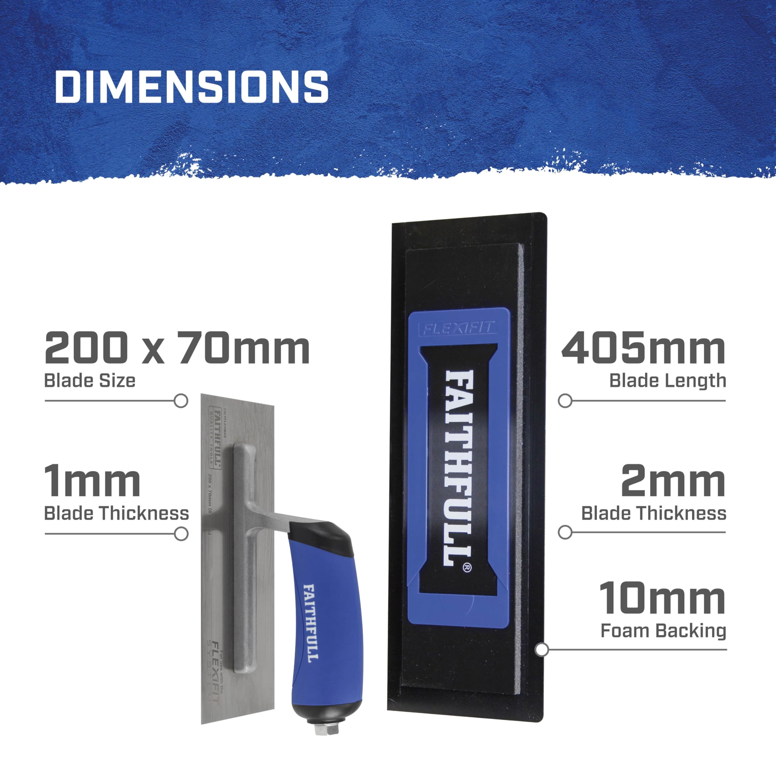 Faithfull FlexiFit Putzkelle, 40,6 cm, zweischneidige Kunststoffklinge mit Schaumstoffrückseite und austauschbarer Masterkelle für Wand- und Deckenverputz, 406 mm