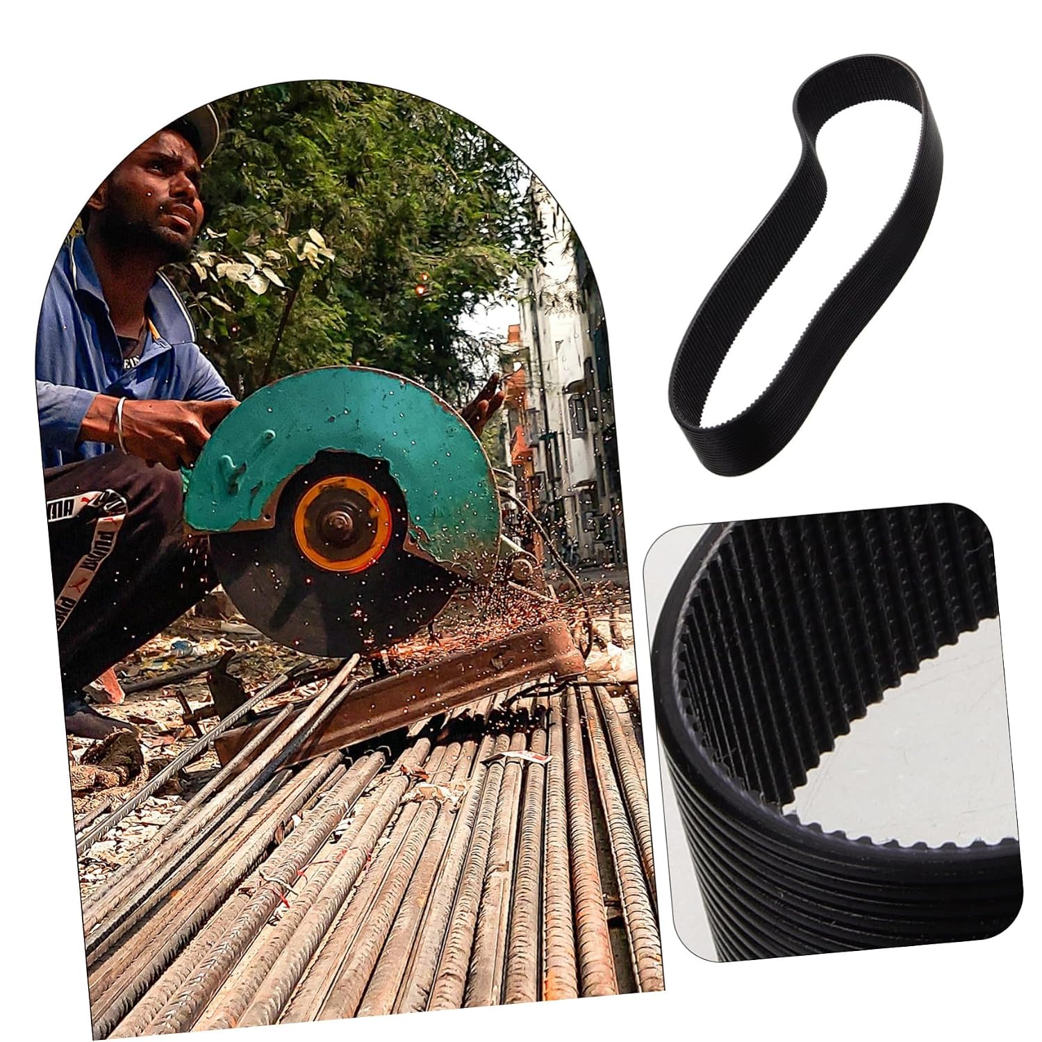 Cutting Machine Belt Industrial Drive Belts Band Work Replacement for Saw Zip Sanding Belt Rubber Black