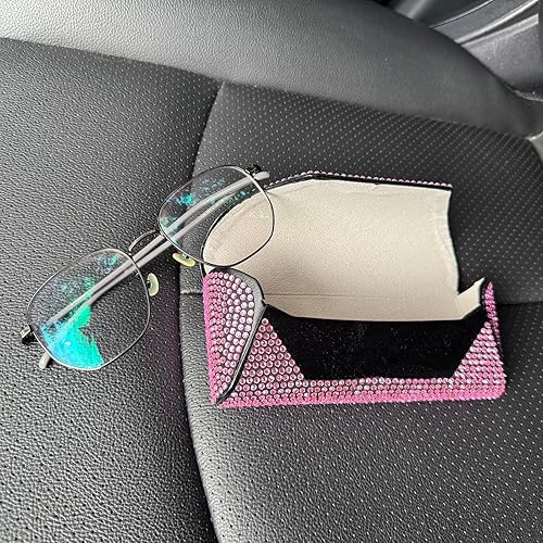 Miniatura 9 de Bling Eyeglass Case for Women, PU Leather Hard Shell Glasses Case with Rhinestones, Sparkly Sunglasses Case Gift