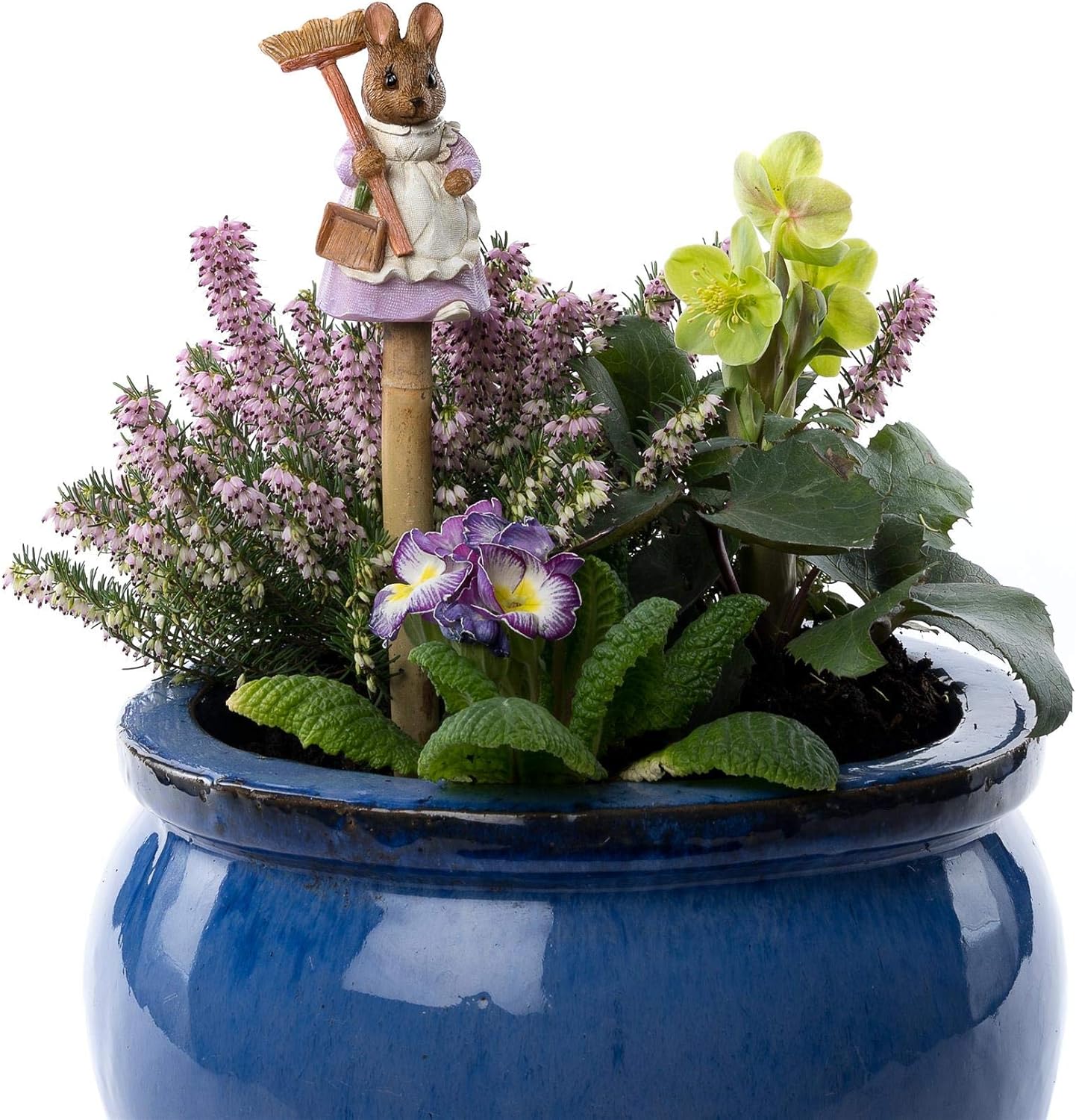 Cane Companions Beatrix Potter Hunca Munca Stake Topper - Handmade Flower Pot Ornament - Yard Art Outdoor Figurine