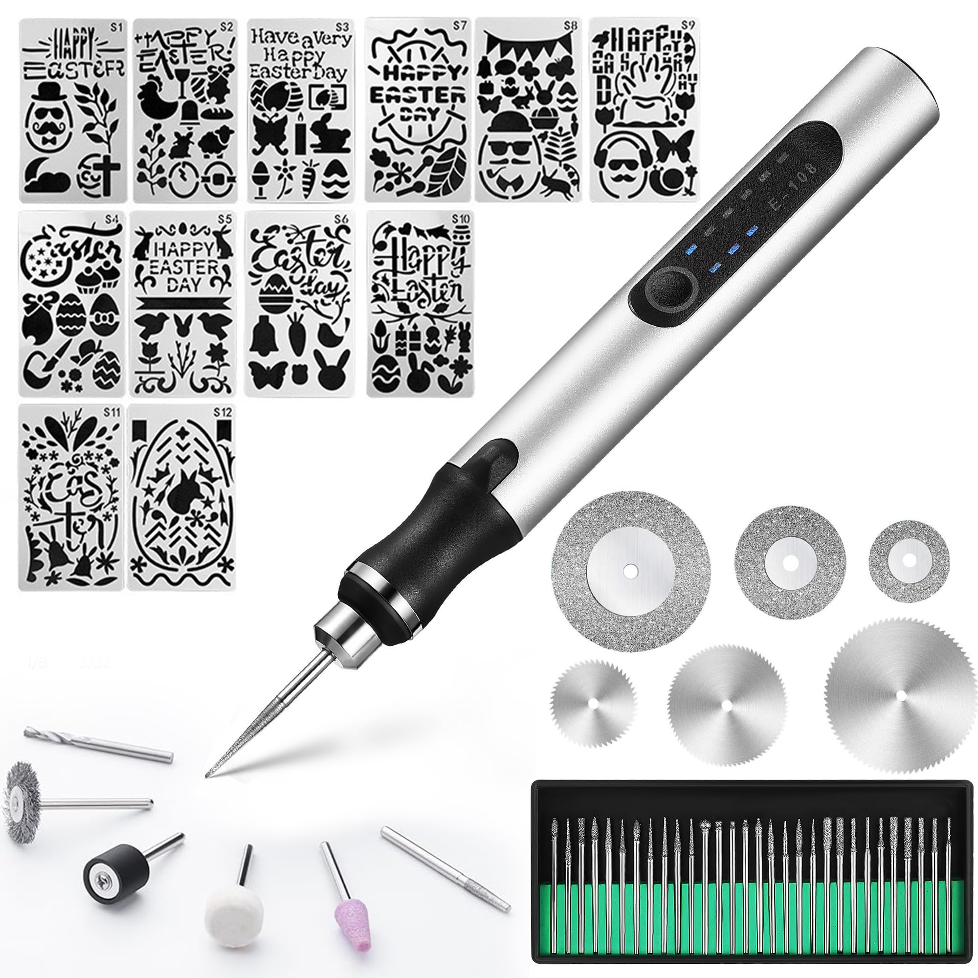 Engraving Pen,Multi-Material Engraver for Metal, Wood, Glass, and Plastic with Easter-Themed Engraving Templates (Easter Exclusive)