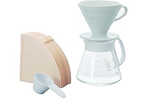 Hario V60 Ceramic Pour Over Coffee Set, Size 02, White