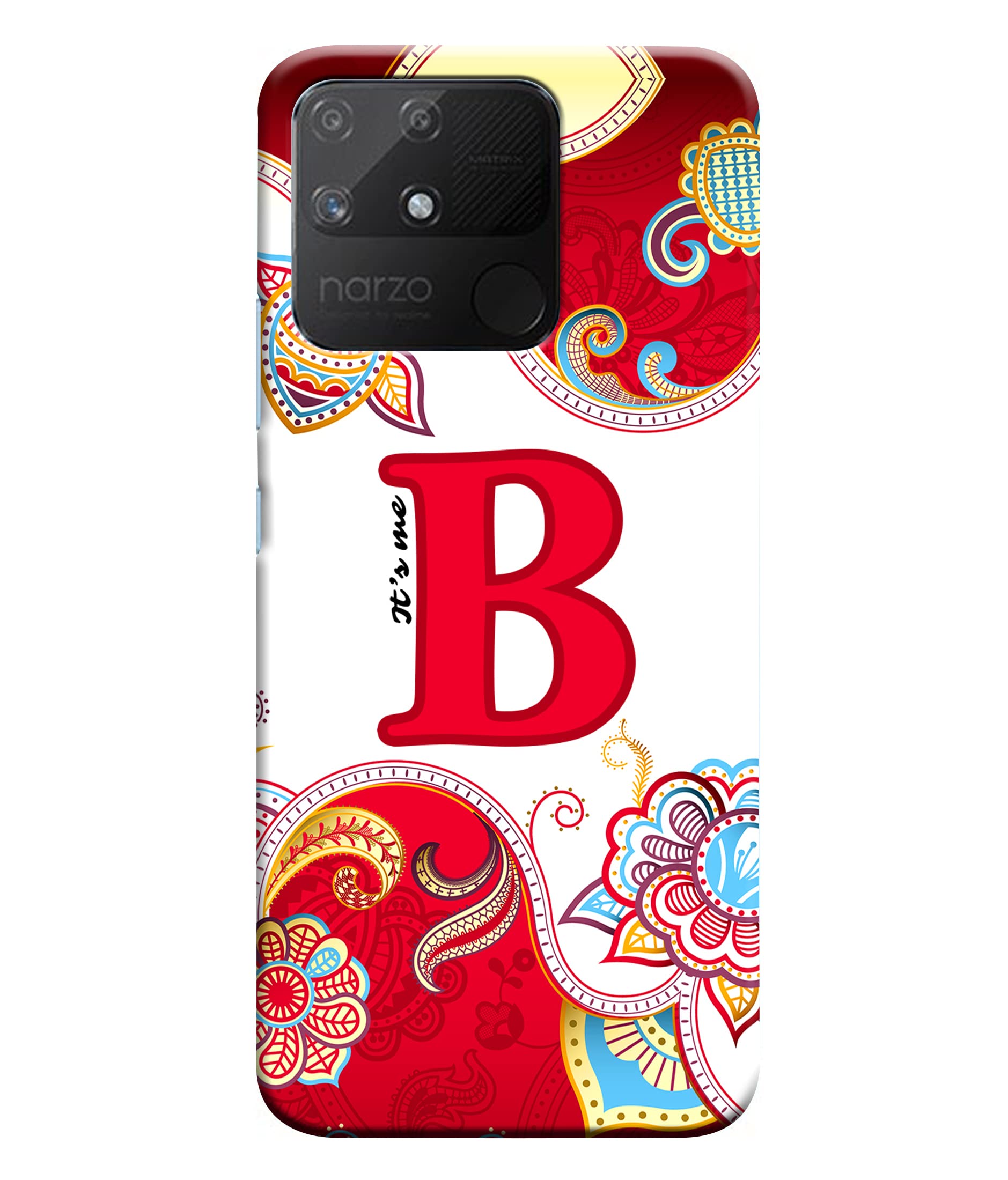 Dugvio� Poly Carbonate Back Case Cover for Realme Narzo 50A - Its Me B Alphabet