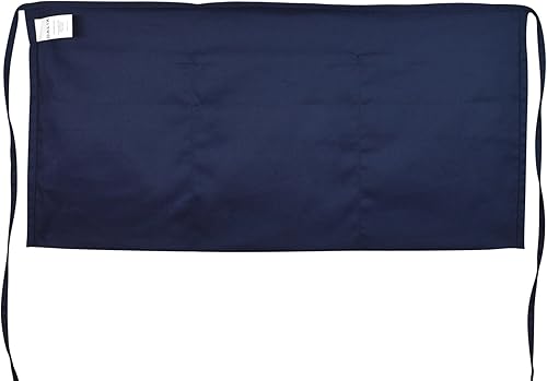 Miniatura 3 de DALIX Delantales grandes de 24 pulgadas para barman dinero cocina restaurante cintura babero delantal (3 bolsillos) negro, negro-blanco, azul