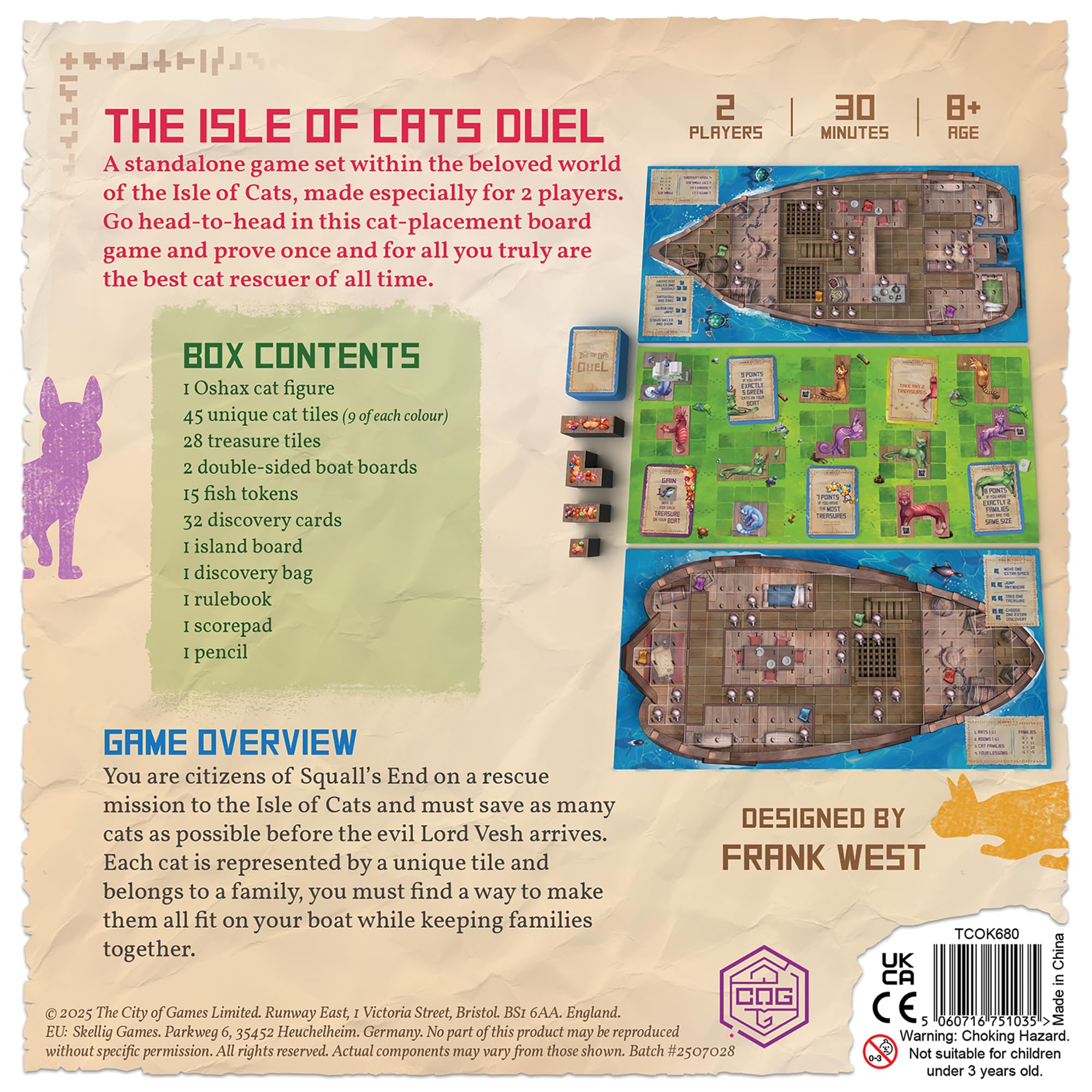 The City of Games - La Isla de los Gatos - Duelo | Juego de Mesa de Estrategia | 2 Jugadores, a Partir de 8 años