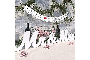 Mr & Mrs Sign and Just Married Banner – Wedding Sweetheart Table Decorations
