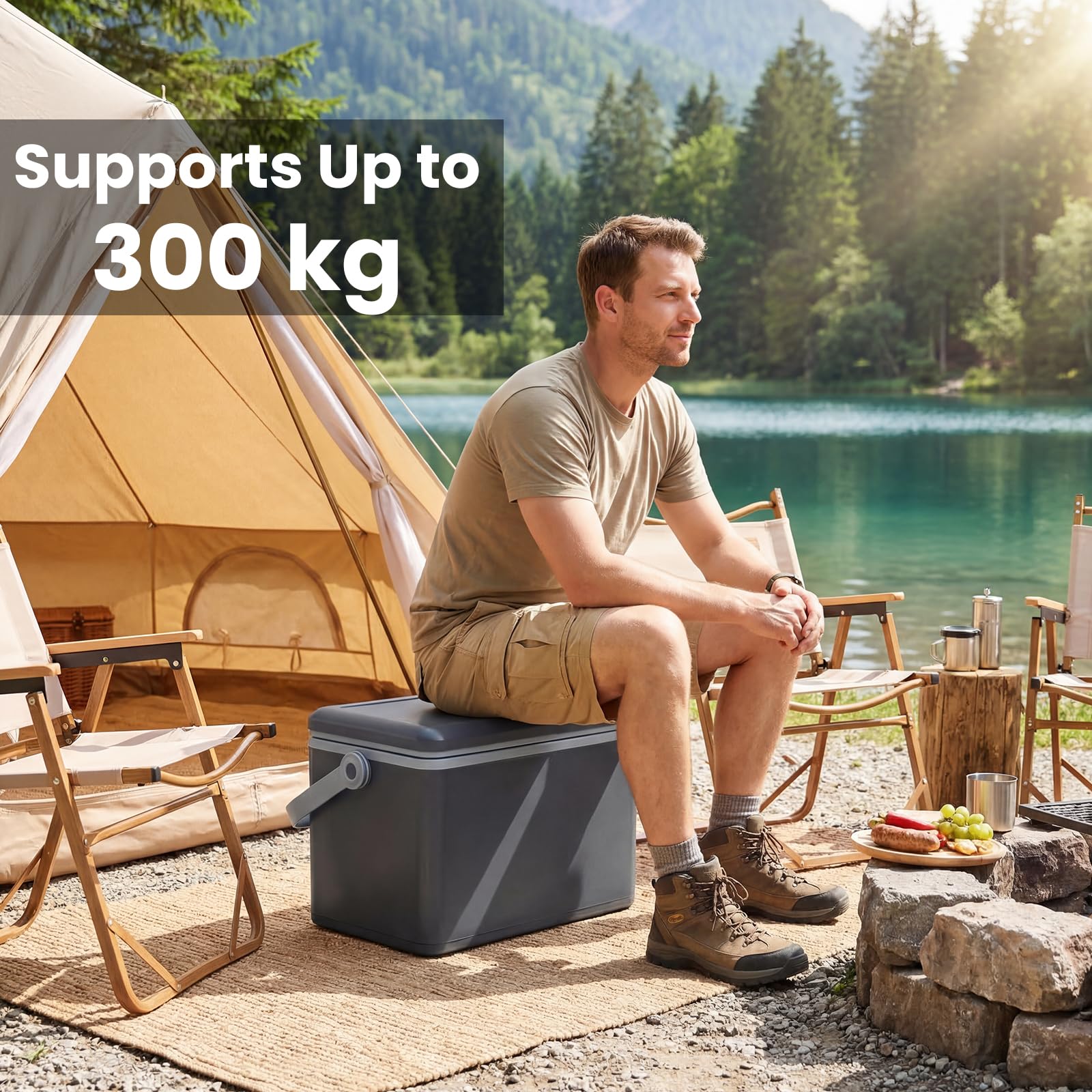 LIFEZEAL Nevera Portátil Rígida, Nevera Térmica Moldeada por Inyección de 12L, con Capacidad para Mantener la Temperatura Durante 3 Días, Equipada con un Cómodo Asa