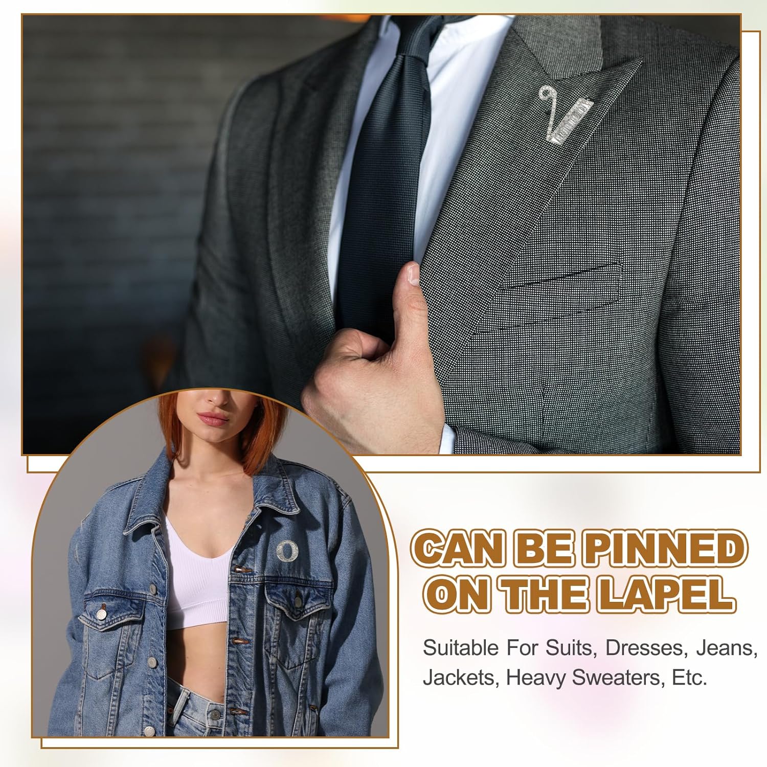 PATIKIL Letters Brooch Pins, Letter Initial Rhinestone Brooch Metal Broaches Pins for Women Men Breastpin Gifts Jewelry - Image 6