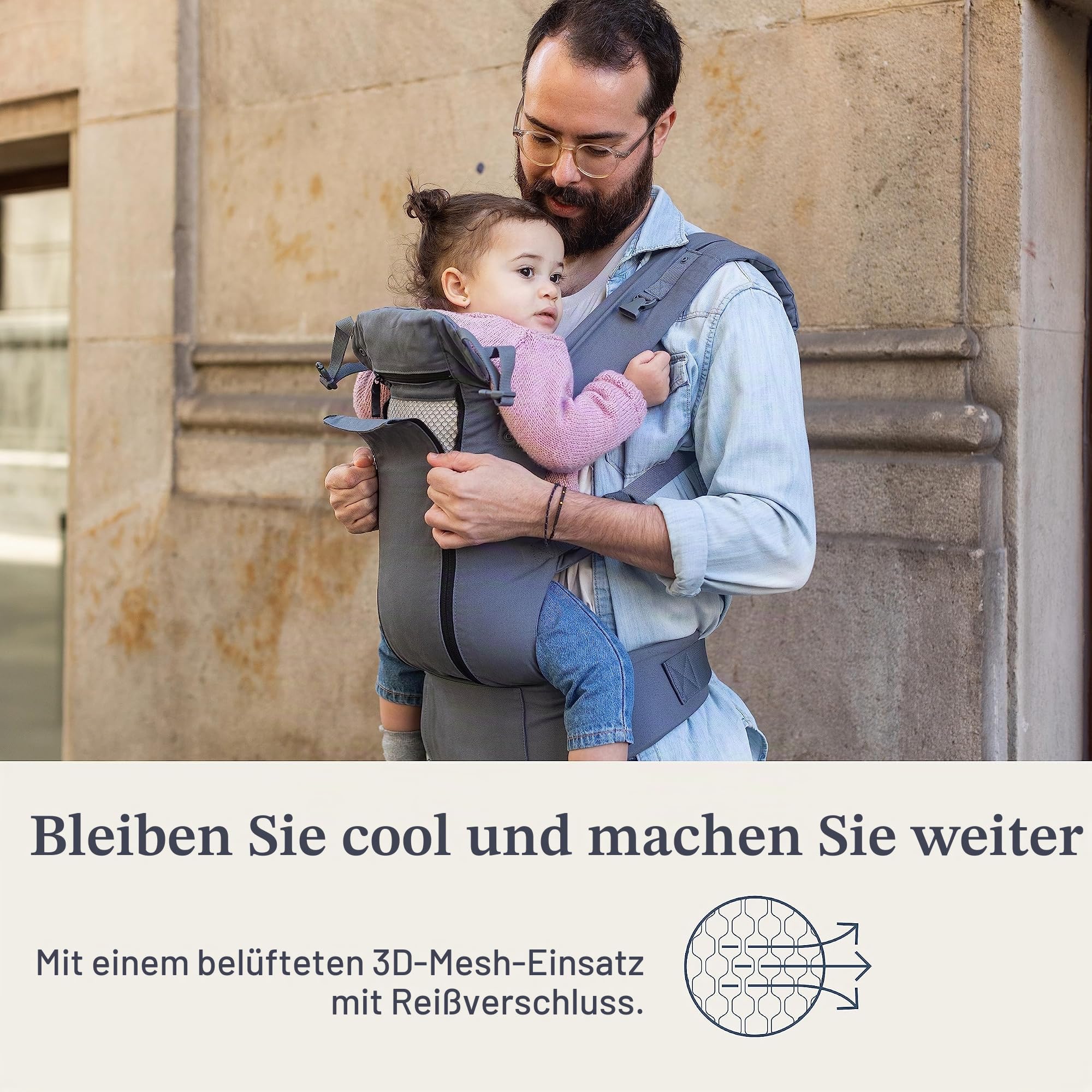 Beco 8 Babytrage Neugeborene ab Geburt bis Kleinkind - Cool Hybrid Baby Trage mit verstellbarem Sitz - Babytrage ab Geburt - Ergonomischer Baby Tragegurt & Baby Carrier - 3-20 kg (Dunkelgrau)