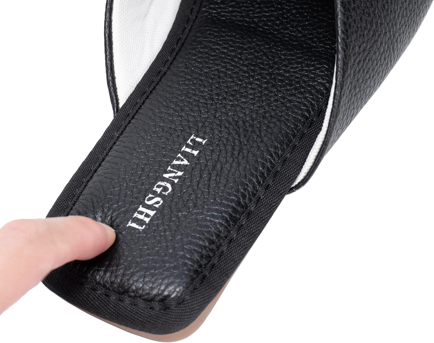 Top Grain Leather Slippers Women Genuine Leather Slippers Scuff Slippers With Latex Pad for Women and Men Minimalist Mules House Slip-on Shoes for Office Home Bedroom Living Room Guests Visitor