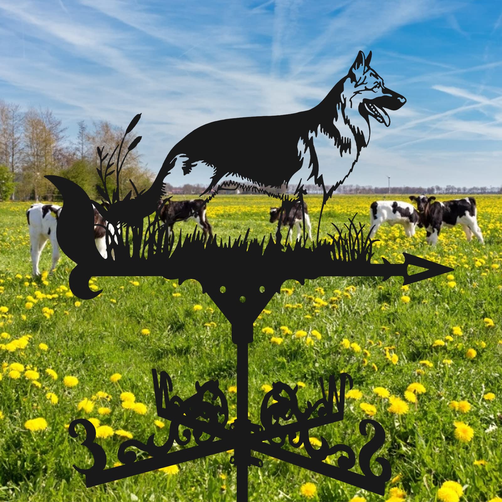 Segnavento da Giardino, Banderuola Segnavento in Metallo, Indicatore di Direzione del, retrò Scultura per Decorazione del Cortile Tetto Capannone Garage Fienile Esterni Giardino, Nero