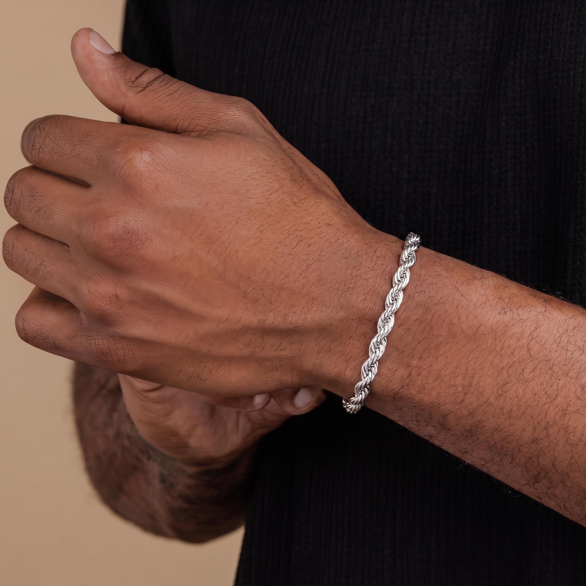 7MM 925 Silber Over Armband Herren 19.05/20.3/21.59/22.86CM