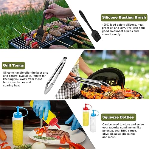 Miniatura 5 de Kit de accesorios para parrilla, juego de 16 herramientas de parrilla plana para Blackstone y Camp Chef, juego de espátula profesional para parrilla