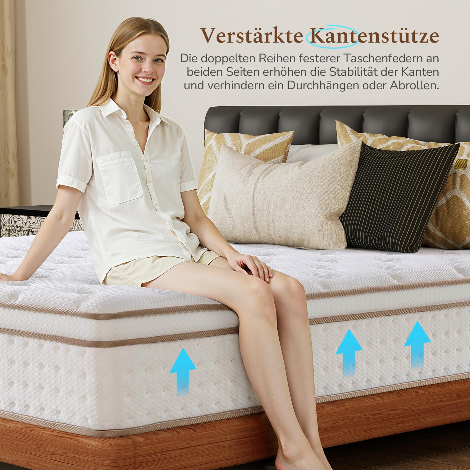 Premium-Matratze 180x200 H3 Produziert nach Deutschem Qualitätsstandard, Höhe 30cm Federkernmatratze mit Öko-Tex Zertifiziert, 7-Zonen 1.000er Tonnentaschenfederkernmatratze