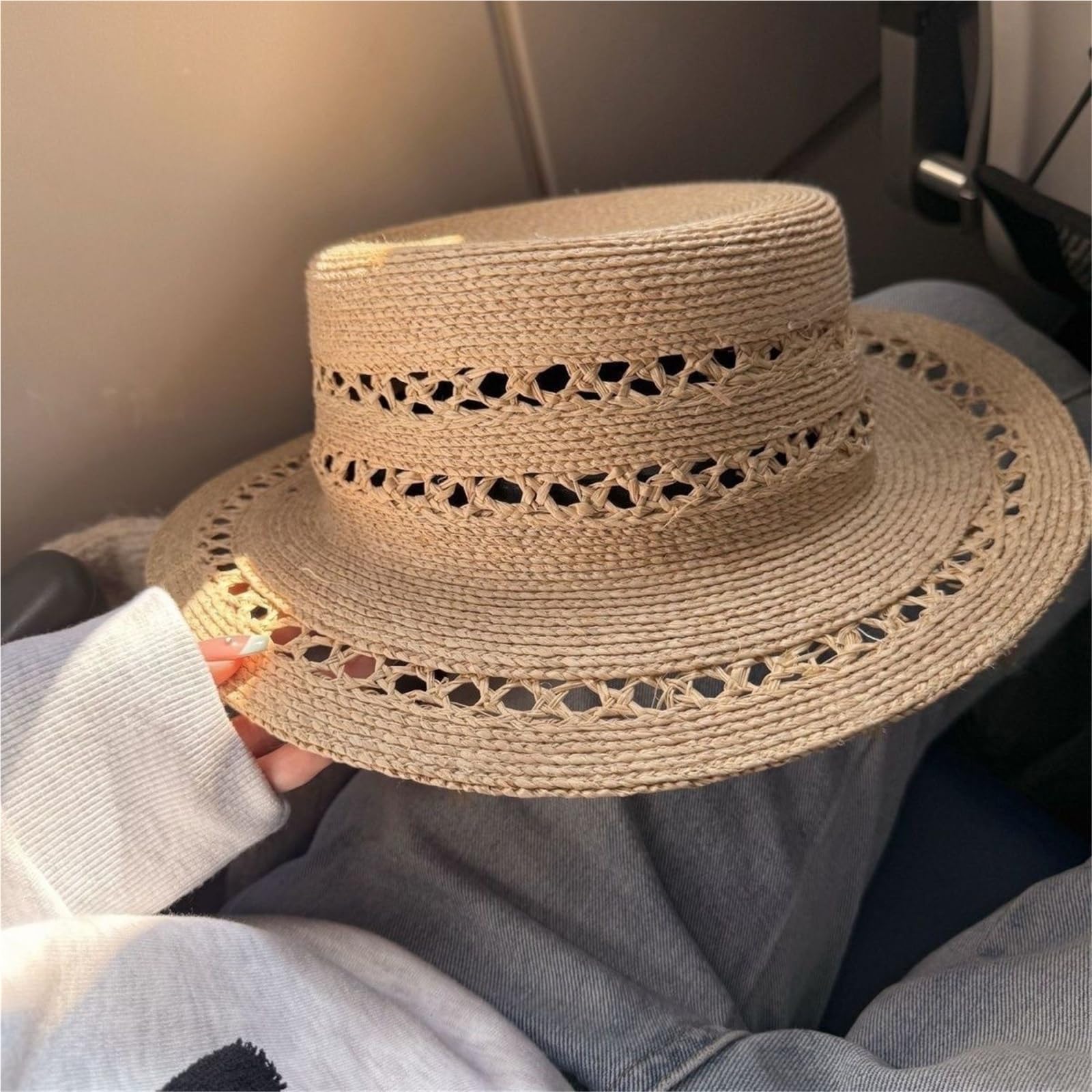 Sombrero de Paja para Mujer Sombrero De Paja Ligero ala Ancha For Exteriores For El Verano de Viajes en la Playa