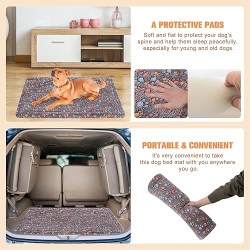 Miniatura 6 de BEAUTYZOO Almohadilla para jaula de perro con patrón de patas, almohadilla de espuma suave de alta resistencia para jaula de perro con felpa