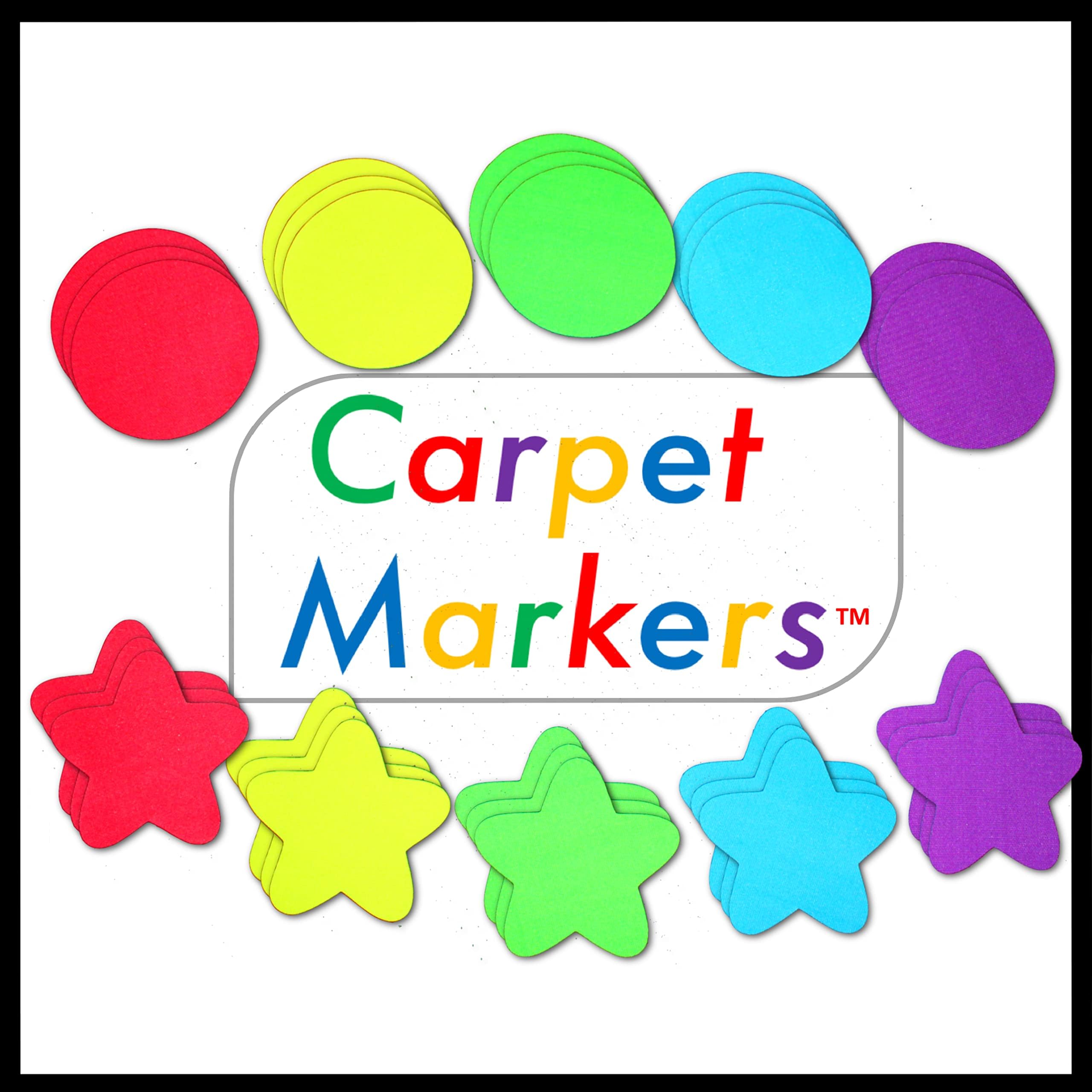 The Original Carpet Markers by Abaco Brands | 30 Pack of 5" Combo in 5 Colors | OKEO-TEK Certified Child Safe | Rigid Industrial Grade Nylon | Sit Dots Spots | Classroom Decoration Teacher Supplies
