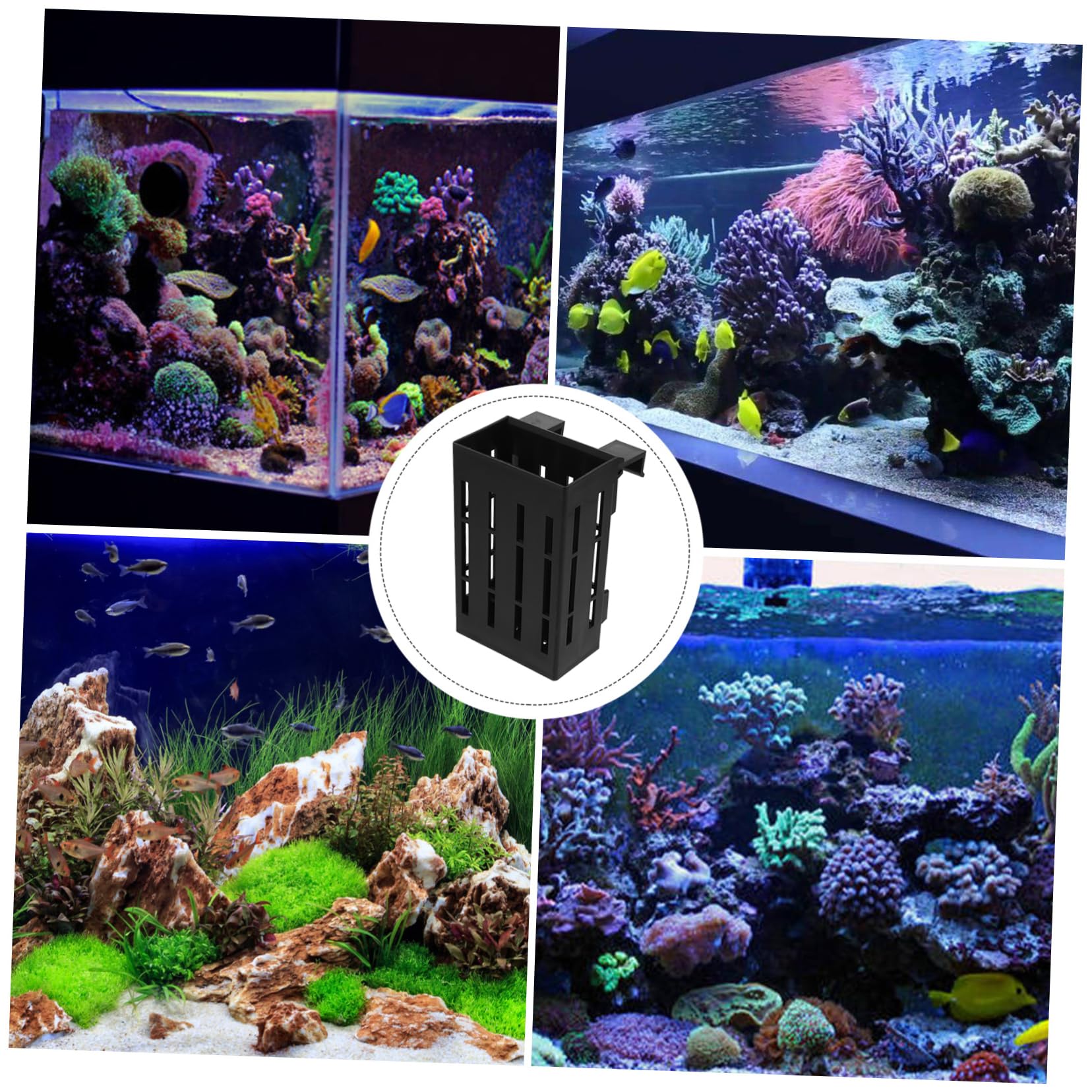 Didiseaon Supporto per Piante Acquatiche Sospeso in Plastica Nero 4 Pezzi per Acquario Fori per Flusso d'Acqua per Piante d'Acqua Dolce in Vasca Pesci