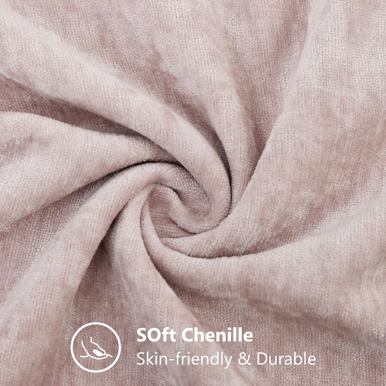decorUhome Chenille Blush Pink Summer Throw Pillow Covers 18x18 Inch Set of 2, Decorative Soft Couch Pillow Covers Solid Dyed Accent Farmhouse Neutral Square Pillow Cases for Sofa