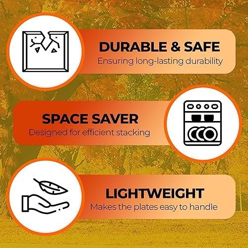 Miniatura 4 de GAC Platos cuadrados de vidrio templado – Platos llanos con diseño de paisaje vivo, resistentes a roturas y astillas, cristalería ligera y apilable,