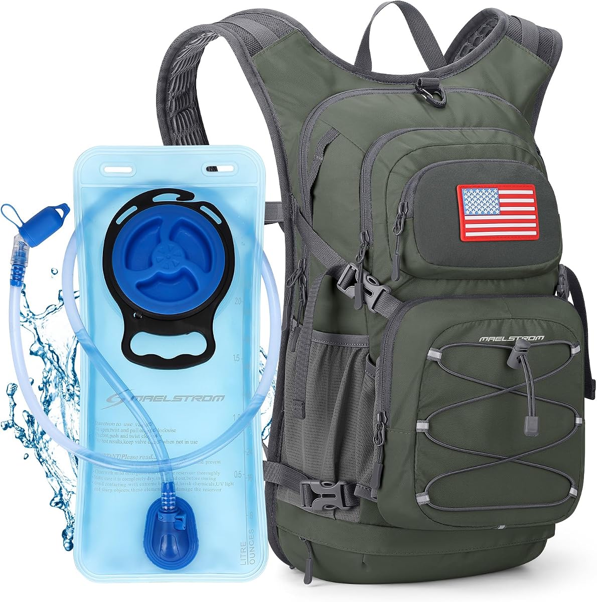 Lightweight Hydration Hiking Backpack with 2L/3L Water Bladder | BPA-free, High Flow Bite, Insulated Compartment, Reflective Strip, Utility Pockets, Perfect for Running, Cycling, Marathon