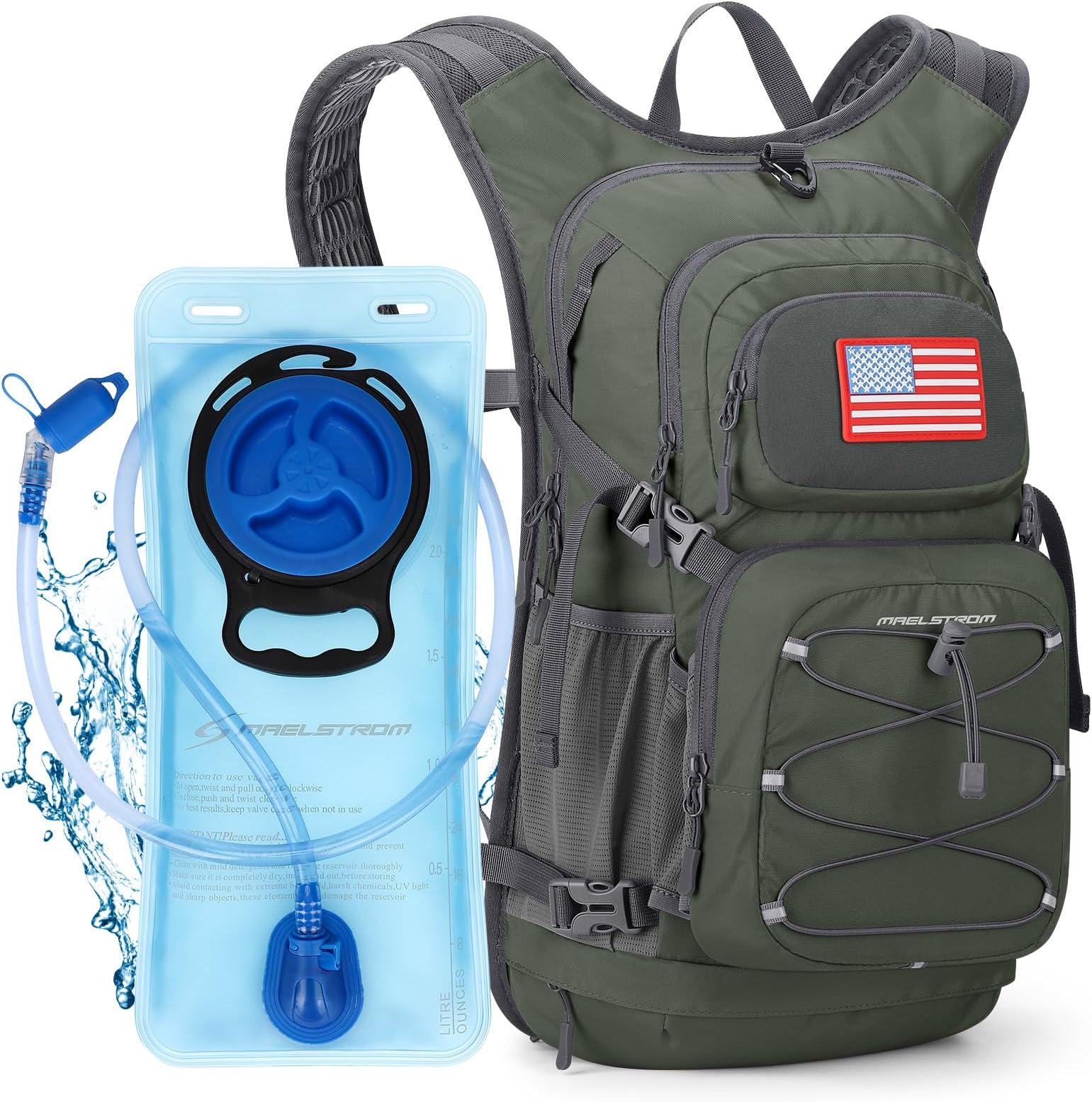 Hydration Hiking Backpack with 2L/3L Water Bladder, High Flow Bite Valve Water Backpack Men Women Lightweight Insulation for Hiking, Cycling, Running, Climbing, Camping