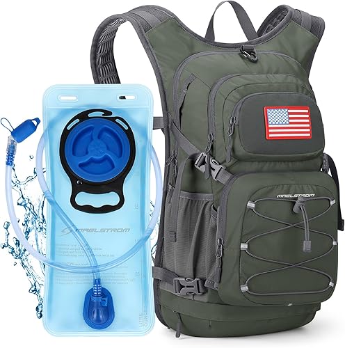 Maelstrom Hydration Hiking Backpack with 2L3L Water Bladder, High Flow Bite Valve Water Backpack Men Women Lightweight Insulation for Hiking,