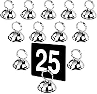 Vista 1 de New Star Foodservice 23367 Estilo de anillo partido, Soporte para tarjeta de lugar/número de mesa, 2.5 x 2.33 pulgadas, plateado, juego de 12