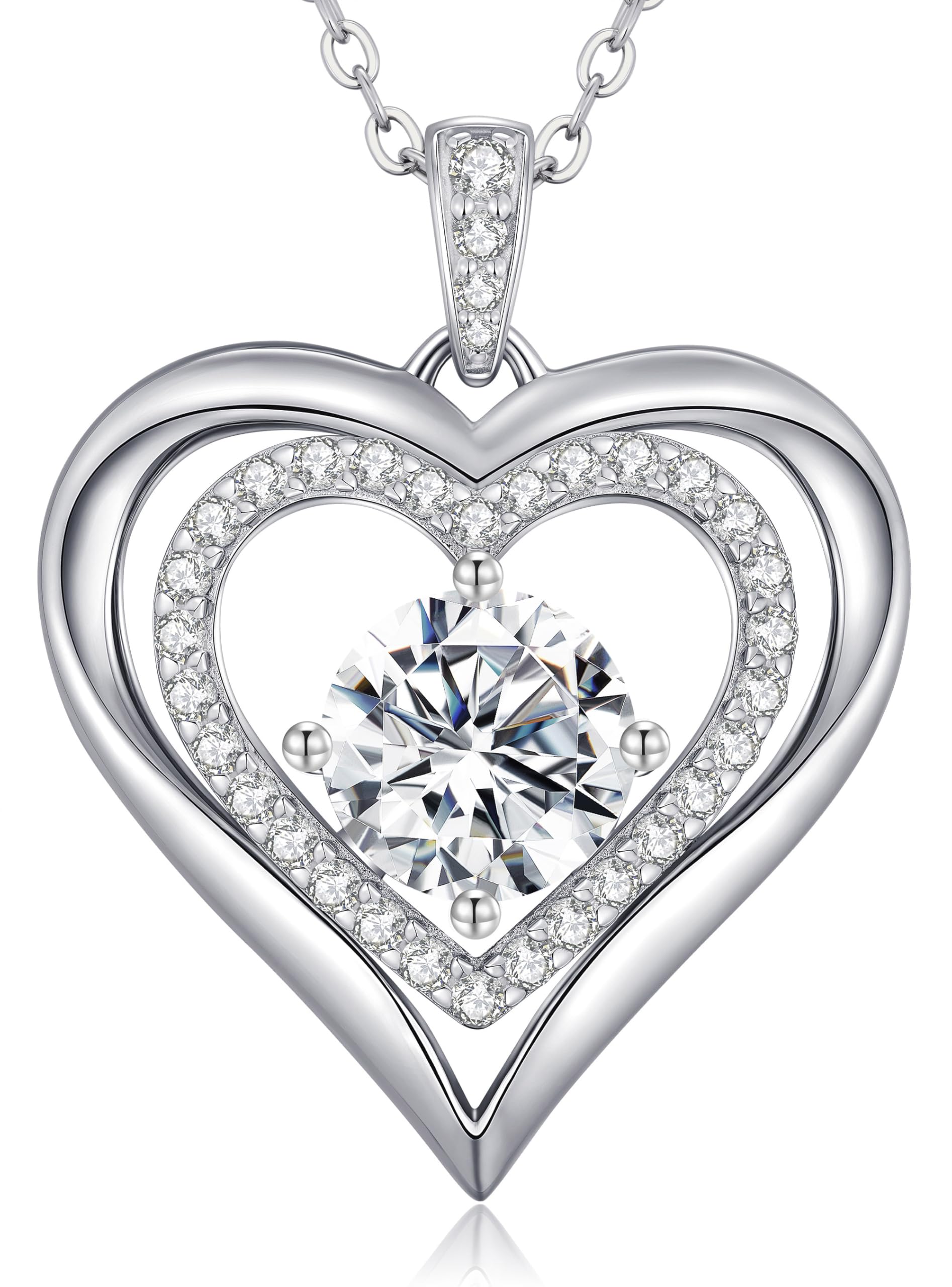 CDE Collier Femme Cadeau pour Elle Orné de Moissanite Argent 925 Bijoux