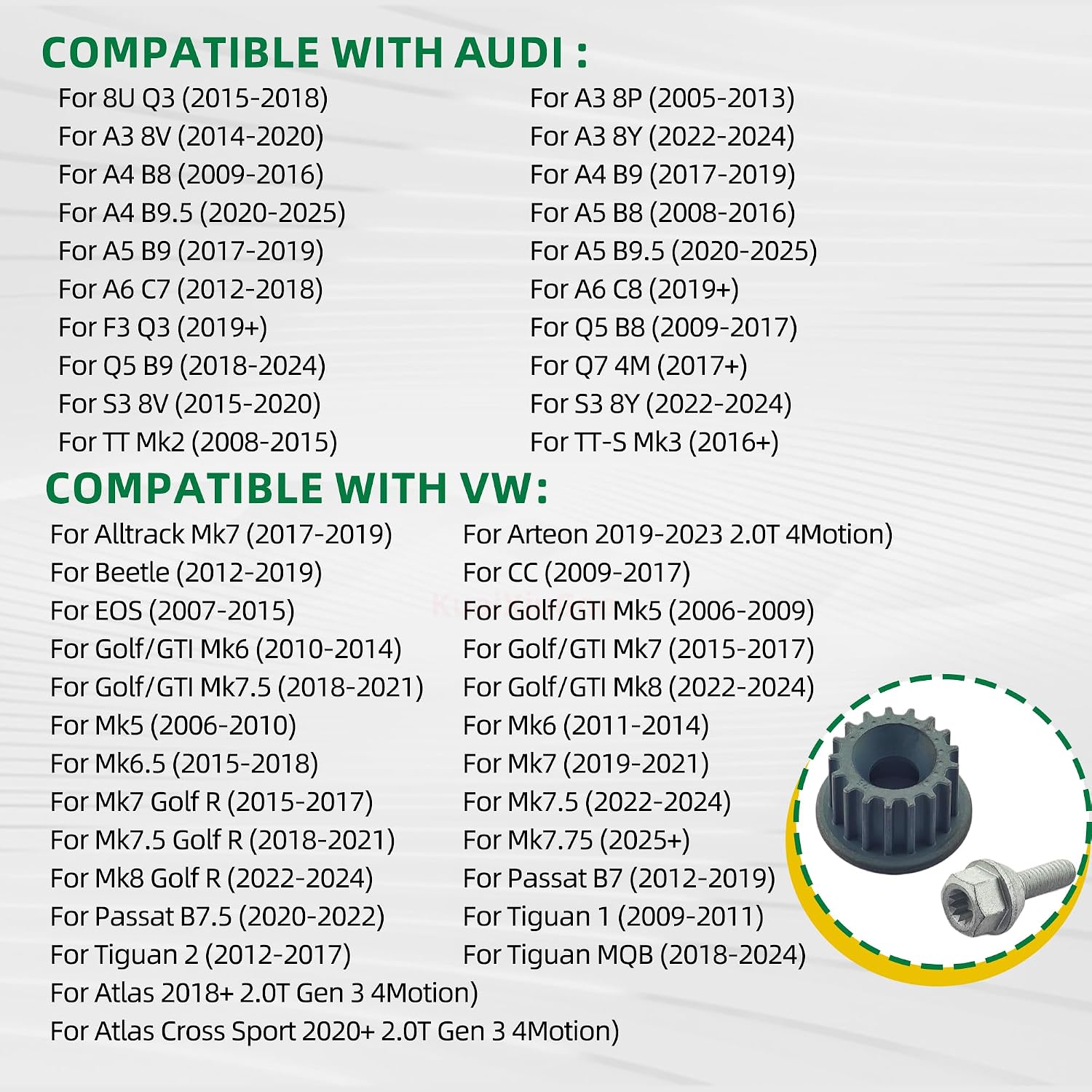 Water Pump Pulley & Bolt Compatible with Audi VW Passat Golf Jetta Tiguan 1.8T 2.0T#06H103731F WHT001163B