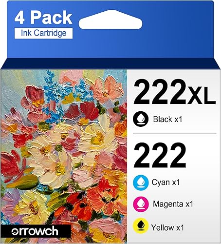 222XL - Cartuchos de tinta remanufacturados de repuesto para cartuchos de tinta Epson 222XL T222 22XL T222, paquete combinado negro y de color,