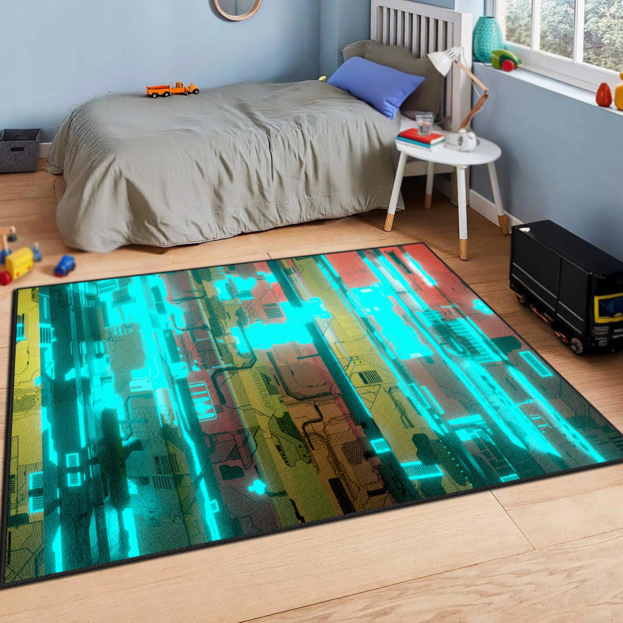Antypoślizgowy dywan do salonu, można prać w pralce, mata z krótkim włosiem, 140 x 190 cm | Nadający się do prania dywan gamingowy do sypialni pokoju dziecięcego jadalni, biura, miękki antypoślizgowy dywanik pod łóżko