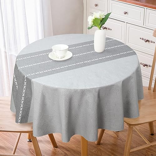 Vonabem Mantel redondo de PVC 100% impermeable, mantel de vinilo, a prueba de aceite, a prueba de derrames, mantel de plástico lavable para uso en