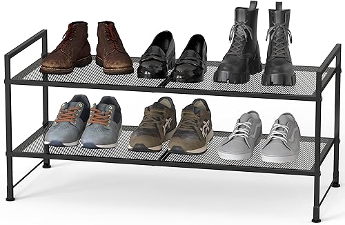 Miniatura 8 de Simple Houseware Zapatero apilable de malla de 2 niveles, negro