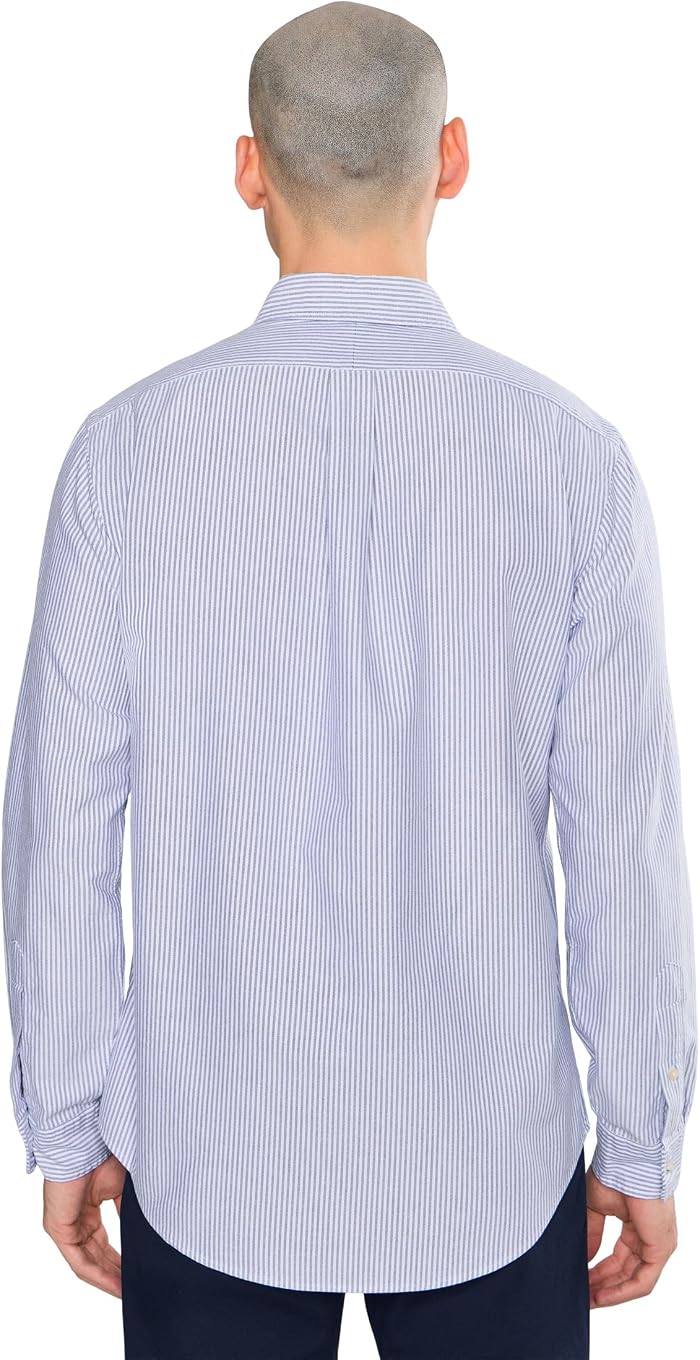 Мужская рубашка Polo Ralph Lauren Classic Fit Striped Oxford, цвет: Тёмно-синий — фото 3