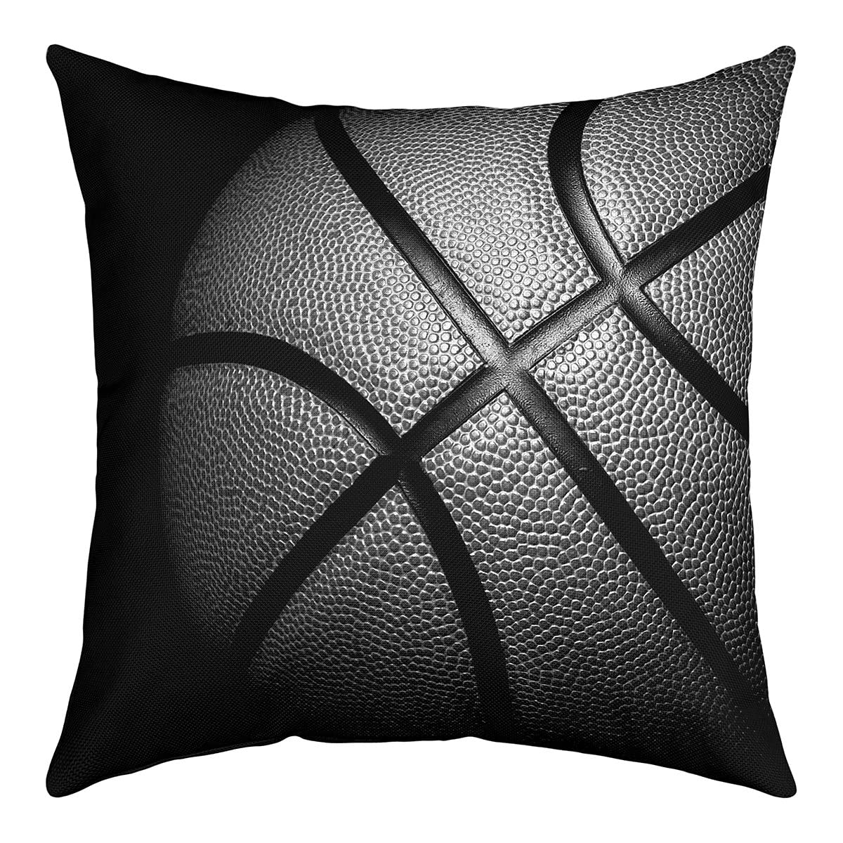 Manfei 3D Basketball Pillow Covers Chic Sports Theme Cushion Case for Sofa Bedroom Car Boys Girls Ball Game Black and Gray Square Pillow Case for Sofa Couch Reversible Print, 1 Pack 16"x16" — image 1