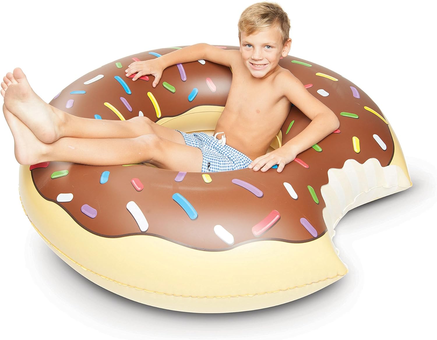 BigMouth Inc Chocolate Donut Pool Float, Funny Inflatable Vinyl Summer Pool or Beach Toy, Patch Kit Included, Giant Swim Tube, Fun Summer Toy